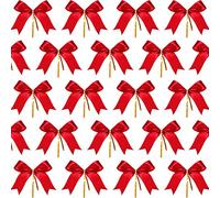 72 Pieces Christmas Bow Red Ribbon Bow Tie Wreath Ornaments for Christmas Tree Xmas Decor, Size S