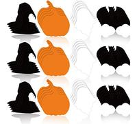 72 Pieces Halloween Accents Cutouts Paper Pumpkin Cutouts Bat Cutout Ghost Cutout Witch Hat Cutout for Halloween Classroom Bulletin Boards Wall Tree Decorations（Cool Style）