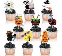 72 Pieces Halloween Cupcake Decorations - Toothpick Flags Markers and Toppers for Birthday Party Supplies