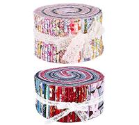 72 Pieces Jelly Fabric Roll - 2.5 Inch Precut Flower Patchwork Strips for Quilting & Crafts