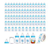72 Pieces of Mini Baby Shower Milk Bottles Favors for Baby Shower White - Plastic Cheap Mini Baby Bottles for Baby Shower Party Favors - Baby Boy Shower Party Games Decorations(Blue)