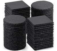 72 Pieces Slate Coasters for Laser Engraving, WEWINK PLUS 4 Inch Blank Black Stone Rustic Rock Drink Coasters, 36 PCS Round 36 PCS Square for Engraver, Gifts, Wedding, Home Decor, Bar