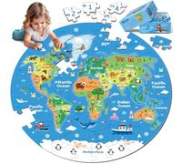 72 Pieces World Map Floor Jigsaw Puzzle for Kids Preschool Educational Learning Toys Birthday Gifts for Ages 4-6 3-5 Girls (World Map, One Size)