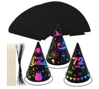 72 Set Scratch Party Hat Set Decorative DIY Scratch Paper Hat Colorful Party Craft Paper Decorating Supplies for Indoor Outdoor Activities