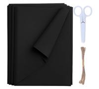 72 Sheets of Tissue Paper Packaging Material, 70x50 cm, Black Tissue Paper for Wrapping Gifts, for DIY Handmade Decoration, Comes with 10 Meters of Hemp Rope and Scissors, Suitable for Handmade
