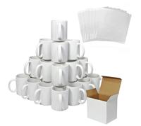 72 Sublimation Mugs White 11oz 325ml Polymer Coated Cup Blank AAA Grade Ceramic Personalised Heat Press Printing Transfer Cardboard Presentation Box Dishwasher Microwave Safe 10 Sublimation Sheets