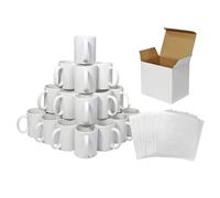 72 Sublimation Mugs White 11oz 325ml Polymer Coated Cup Blank AAA Grade Ceramic Personalised Heat Press Printing Transfer Cardboard Presentation Box Dishwasher Microwave Safe 10 Sublimation Sheets