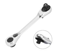 72 Tooth Double Ended Ratchet Wrench, 1/4 Inch Drive Reversible for Socket Wrench with Offset Design for Tight Spaces, Chrome Vanadium Steel, Silver & Black