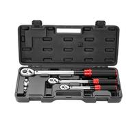 72-Tooth Ratchet Torque Wrench Set, 1/4" 3/8" 1/2" Drive Click Adjustable Tool with Dual Range Scales and Quick Release Reversible Head 3 Wrenches