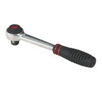 72-Tooth Ratchet Wrench - 1/4 Inch Sq Drive - Rubber Grip Handled Steel Wrench