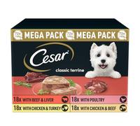 72 x 150g Cesar Classic Terrine Adult Wet Dog Food Trays Mixed Selection