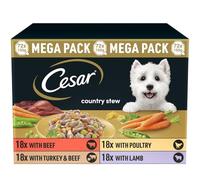 72 x 150g Cesar Country Stew Adult Wet Dog Food Trays Mixed Selection in Gravy