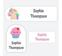 72 x Sweet Unicorn Mix Premium Name Labels with Revolutionary Stay-Put Technology - Mixed Sizes for Clothes, Equipment, School Uniform, No Iron (SFP)