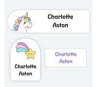 72 x Unicorn Dreams Premium Name Labels with Revolutionary Stay-Put Technology - Mixed Sizes for Clothes, Equipment, School Uniform, No Iron (SFP)
