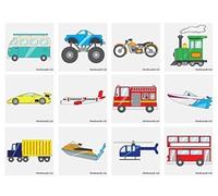 72 x Vehicles Temporary Tattoos Children's Birthday Loot Party Bag Filler