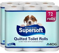 72 x White Toilet Rolls Quilted Toilet Paper 3ply Extra Soft Bathroom Toilet Tissue (3 Ply Rolls)
