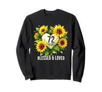 72 Years Blessed Loved Sunflower Flower Heart 72nd Birthday Sweatshirt