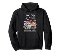 72 Years Loved Blessed Butterfly Flower Stamp 72nd Birthday Pullover Hoodie
