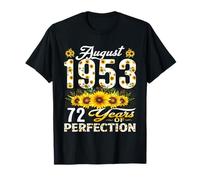 72 Years Old August 1953 Floral 72nd Birthday Decorations T-Shirt