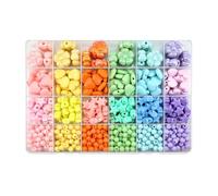 720/840PCS Assorted Acrylic Bead Kit, 24 Compartment Storage Bracelet Phone Chain DIY Beads with Four-Leaf Clover Heart Star for Necklace Bracelet Earring Decor