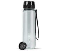720°DGREE Water Bottle 1l “uberBottle“ crystalClear +Sieve - BPA-Free Tritan, Leakproof, Reusable Drinking Bottle - Sports Bottle for Men, Woman, Office, Gym, Fitness, Outdoor, Hiking, Cycling, Travel