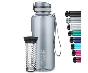 720°DGREE Water Bottle “uberBottle“ - 1.5 L crystalClear +Fruit-Infuser - BPA-Free Tritan, Leakproof, Reusable Drinking Bottle - Sports Bottle for Gym, Fitness, Hiking, Travel, School, Office