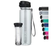 720°DGREE Water Bottle “uberBottle“ - 1 L crystalClear +Fruit-Infuser - BPA-Free Tritan, Leakproof, Reusable Drinking Bottle - Sports Bottle for Gym, Fitness, Cycling, Travel, Kids, School Office