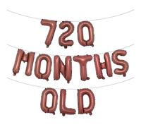 720 Months Old Multicolor Glitter Balloon Banner -Funny 60th Anniversary and Birthday Party Decorations (720 MONTHS OLD Chocolate)