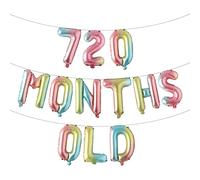 720 Months Old Multicolor Glitter Balloon Banner -Funny 60th Anniversary and Birthday Party Decorations (720 MONTHS OLD Rainbow)
