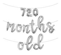 720 Months Old Multicolor Glitter Balloon Banner -Funny 60th Anniversary and Birthday Party Decorations (L 720 MONTHS OLD Silver)