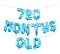 720 Months Old Multicolor Glitter Balloon Banner -Funny 60th Anniversary and Birthday Party Decorations (720 MONTHS OLD Blue Star)