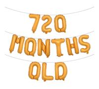 720 Months Old Multicolor Glitter Balloon Banner -Funny 60th Anniversary and Birthday Party Decorations (720 MONTHS OLD Orange)