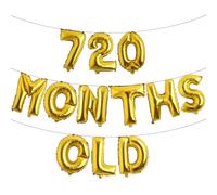 720 Months Old Multicolor Glitter Balloon Banner -Funny 60th Anniversary and Birthday Party Decorations (720 MONTHS OLD Gold)