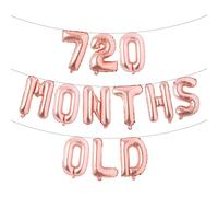 720 Months Old Multicolor Glitter Balloon Banner -Funny 60th Anniversary and Birthday Party Decorations (720 MONTHS OLD Rose Gold)