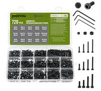 720 Pcs M2 M2.5 M3 Screws Set, Nuts and Bolts Assortment, Hex Socket Head Cap Screw Bolts and Nuts Set, Black Machine Screws Assortment for Home Repairs, DIY, Professional