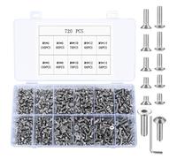 720 Pcs M4 Metric Hex Socket Head Cap Screws Bolts Set, Including 360 Pcs Countersunk Pan Head Screws, 360 Pcs Flat Head Screws for 3D Printer Machine - silver, 6mm/8mm/10mm/12mm/14mm