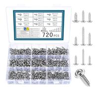 720 PcsSelf Tapping Screws Metal, M3 M3.5 M4 M5 Pan Head Wafer Head Screws with Washer, Cross Truss Self-Tapping Self Drilling Screw for Wood Screw Assortment Kit for Sheet Metal Wood Plastic