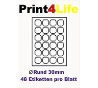720 White Marking Dots, Round, Diameter 30.0 mm, Self-Adhesive Address Labels, Label Format, 15 Sheets DIN A4, 70 g/m², Suitable for Inkjet Printers, Laser Printers and Copiers