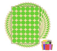 720 x Green Sticky Dots - 25mm 1 Inch - Round Colour Coding Dot Stickers - 15 Sheets