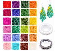 7200pcs Colorful Seed Beads 2mm for Bracelet Making Kit, 24 Colors Small Pony Tiny Glass Beads for Embroidery Necklaces Earrings Crafting, Jewellery Making Kit