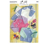 7204 Knitting Pattern to Knit Baby Sweaters/Jumpers Using Double Knitting Yarn