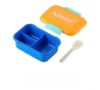 720ml Lunch Box with Fork Microwave Safe 3 Section Divider(Blue) | Includes fork and spoon, secure snap lids, resistant material, dishwasher safe for top rack, compact design