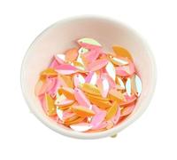 720pcs 6 * 14mm Oval Folded Sequins, Horse Eyes Shape Loose Sequin Paillettes for Crafts Wedding Decoration Sewing Accessories(Laser Yellow)