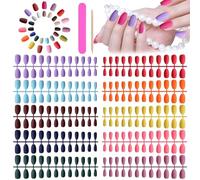 720Pcs Coffin Matte Press on Nails, TOROKOM Ballerina Professional Short Nail Art Set with Nail File Nail Stick, Full Cover Acrylic False Gel Nails Solid Color Fake Nails