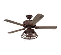 72205 Barnett 122 cm Barnwood Indoor Ceiling Fan, Dimmable LED Light Kit with Cage Shade, Remote Control Included