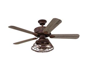 72205 Barnett 122 cm Barnwood Indoor Ceiling Fan, Dimmable LED Light Kit with Cage Shade, Remote Control Included