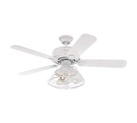 72209 Barnett 122 cm White Indoor Ceiling Fan, Dimmable LED Light Kit with Cage Shade, Remote Control Included