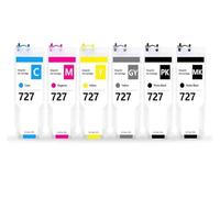 727 727XL Ink Cartridge Compatible For HP DesignJet T920 T930 T1500 | T1530/T2500/T2530, Permanent Chip, 300ml Capacity, Refillable Cartridge, Plotter Ink Supply(1SET)