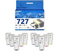 727 C1Q12A F9J79A F9J76A F9J77A F9J78A F9J80A Ink Cartridges Compatible for HP T920 T1500 T2500 T930 T1530 T2530 Inkjet Printers, Leak-Proof Design Crisp Printing 2 Combo Pack
