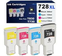 728 728xl Ink Cartridges Black Cyan Magenta Yellow Replacement for HP DesignJet T830 T730 MFP Series Printer Ink.F9J68A F9K17A F9K16A F9K15A